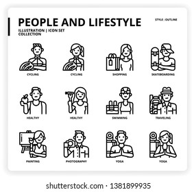 People and Lifestyle icon set for web design, book, magazine, poster, ads, app, etc.