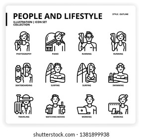 People and Lifestyle icon set for web design, book, magazine, poster, ads, app, etc.