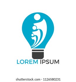 People in light bulb vector design. Corporate business and industrial creative logotype symbol.Brainstorming and teamwork concept.