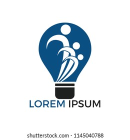 People in light bulb vector design. Corporate business and industrial creative logotype symbol.Brainstorming and teamwork concept.