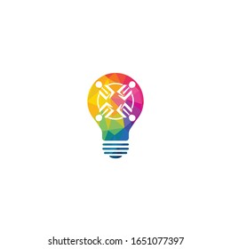 Gente con diseño vectorial de bombilla. Símbolo de logotipo creativo industrial y empresarial.