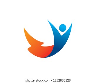 People and Lightning Logo Template Design Vector, Emblem, Concept Design, Creative Symbol, Icon