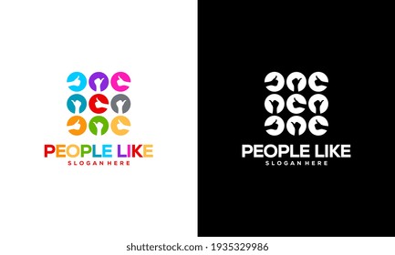 Gente Como El Vector De Diseño De Plantillas De Logotipo, Emblema, Concepto De Diseño, , El Logo De Gente