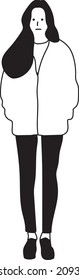People line art vector drawing black and white illustration