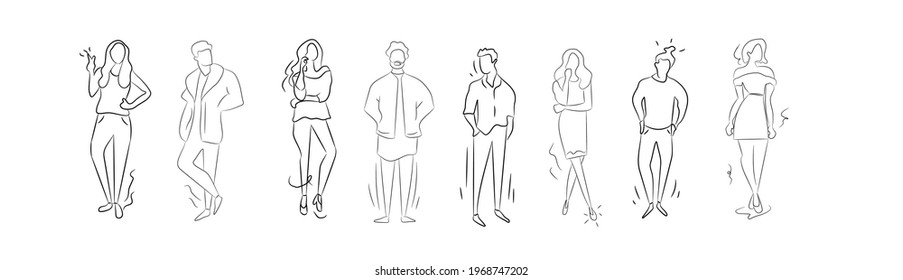 people line art vector illustration black and white