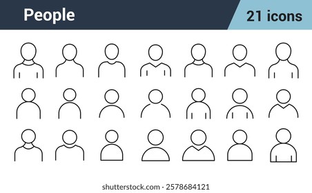 People Line Editable Icons set. user profile login, people group, friends, user.