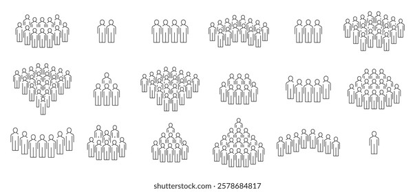 people Line Editable Icons set. people group, friends, user.