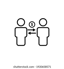 Icono de línea de personas con dólar. trabajo en equipo, símbolo de negocio. Trazo editable. ilustración simple concepto móvil icono de línea de aplicación y diseño web. Trazo editable. vector de plantilla de diseño