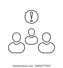 Icono de línea de personas con signo de exclamación