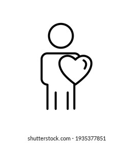 People line icon with heart. friendship, affection. Editable stroke. Design template vector