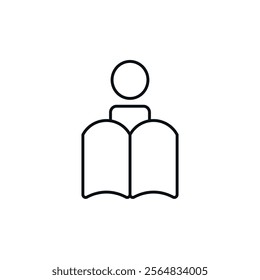 People line icon illustration with open book. icon illustration related to reading book. Simple vector design editable