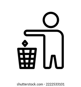 People line icon illustration with rubbish bin. suitable for do not litter icon. icon related to packaging. Simple vector design editable. Pixel perfect at 32 x 32