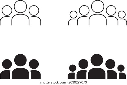 Icono de línea de personas, ilustración de contorno y vector sólido, pictograma lineal aislado en blanco