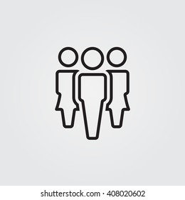 People line icon, outline vector illustration, linear pictogram isolated on gray