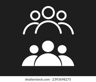 people line icon, persons outline and solid vector illustration, group linear pictogram isolated on black backround