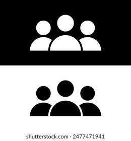 people line icon, persons outline and solid vector illustration, group linear pictogram isolated on black and white