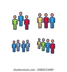 People line icon set. Population groups. Infographics and statistics concept. Vector illustration for web design and apps