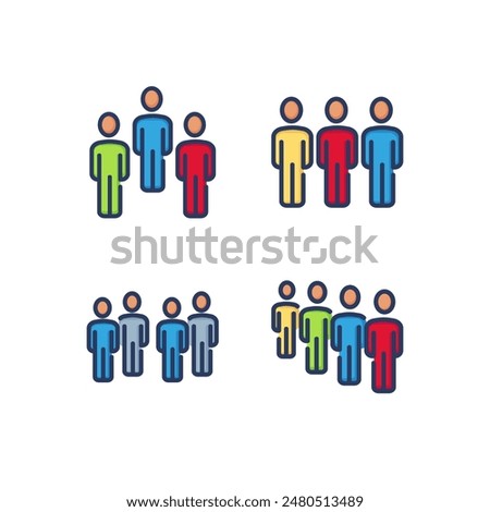 People line icon set. Population groups. Infographics and statistics concept. Vector illustration for web design and apps
