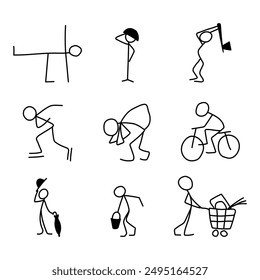 people line icon set vector art.