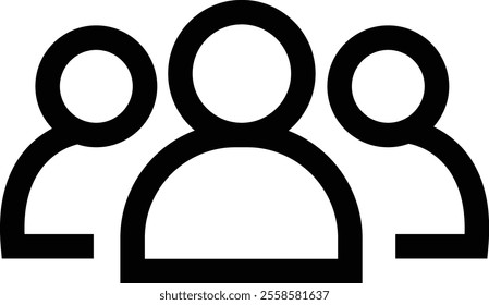 People line icon. Team user icon. Community icon User profile symbol. Group of people or group of users collection isolated on transparent background. Persons symbol stock vector black.