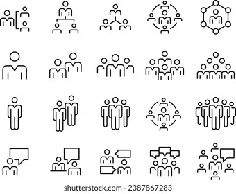 Diseño vectorial de iconos de línea de personas