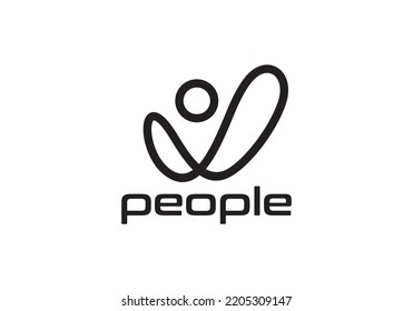 people line logo, simple creative icon design