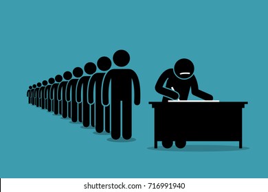 People in line and queue signing for petition with signatures. Vector artwork depicts protest, voting, registration, and declaration.