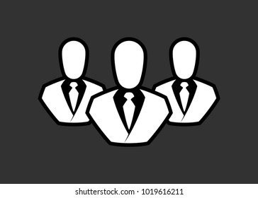 People line vector icon. Outline persons solid, group linear black pictogram. Simple image business collective people. Labor men collective silhouette. Office staff icon, bodyguards. Employees of bank