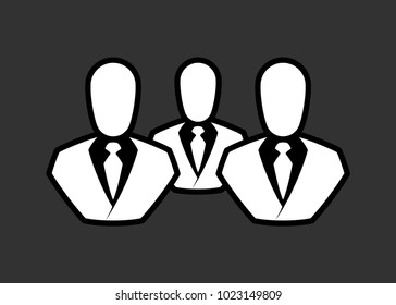 People line vector icon. Outline persons solid, group linear black pictogram. Simple image business collective people. Labor men collective silhouette. Office staff icon, bodyguards. Employees of bank