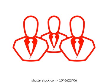 People line vector icon. Outline persons solid, group linear black pictogram. Simple image business collective people. Labor men collective silhouette. Office staff icon, bodyguards. Employees of bank