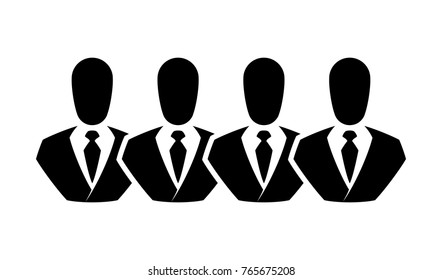 People line vector icon. Outline persons solid, group linear black pictogram. Simple image business collective people. Labor men collective silhouette. Office staff icon, bodyguards. Employees of bank