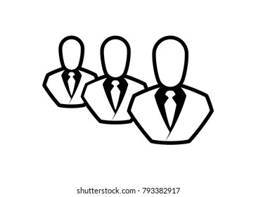 People line vector icon. Outline persons solid, group linear black pictogram. Simple image business collective people. Labor men collective silhouette. Office staff icon, bodyguards. Employees of bank