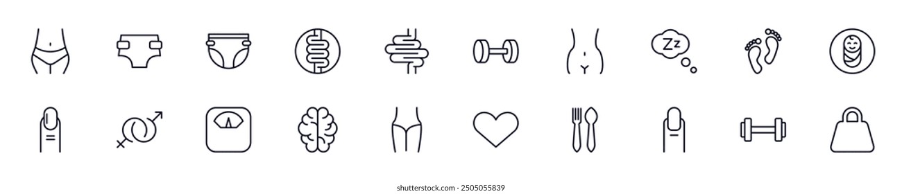 People line vector pictograms pack. Editable stroke. Simple linear illustration that can be used as a design element for apps and websites