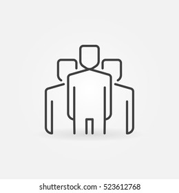 People Linear Icon. Vector Team With Leader In Center Concept Outline Symbol Or Logo Element