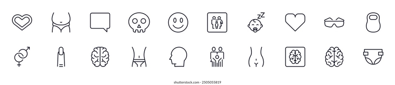 People linear symbols bundle. Vector collection for web sites, newspapers, apps, infographics