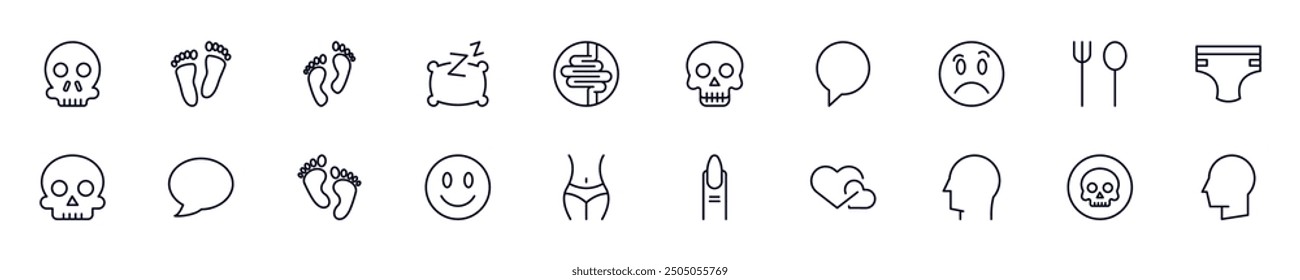 People linear symbols pack. Outline symbol and editable stroke for apps, stores, shops, infographics