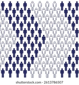 People lined up in arrow sign shape. Vector