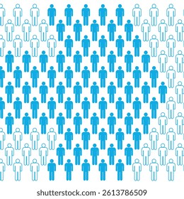 People lined up in arrow sign shape. Vector