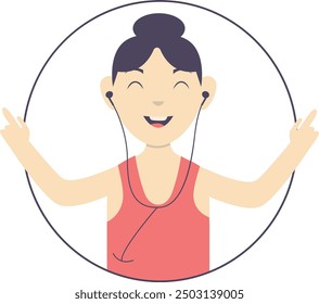 People Listening Music Character Illustration Isolated on White Background. Flat Vector Illustration