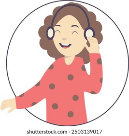 People Listening Music Character Illustration Isolated on White Background. Flat Vector Illustration