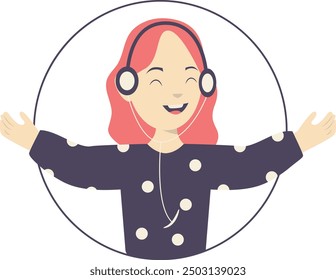 People Listening Music Character Illustration Isolated on White Background. Flat Vector Illustration