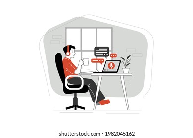 People listening recording audio podcast concept