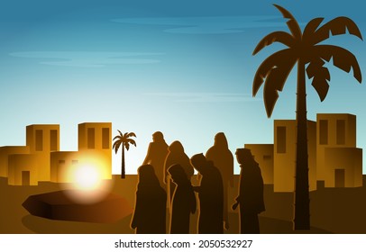 People Listening To Sermon Nabi Prophet Muhammad Islam History Islamic Illustration