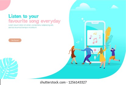 People listening to their favourite the music, and dancing vector illustration concept, can use for, landing page, template, ui, web, mobile app, poster, banner, flyer