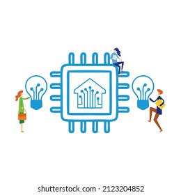 people living in digital life. smart and intelligent people. Flat design concept illustration