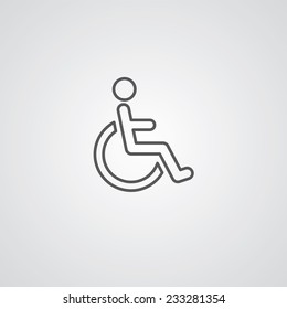 people living with disabilities outline thin symbol- dark on white background- logo editable- creative template