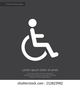 people living with disabilities premium illustration icon- isolated- white on dark background- with text elements