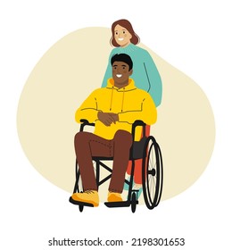 People living full life. People, Inclusion. Concept of Care, friendship, and Support. Vector illustration.
