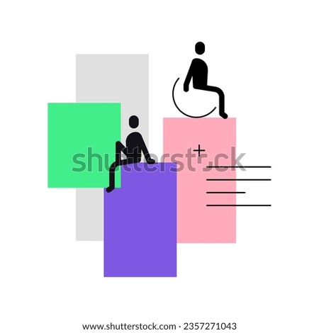People located on bars of chart. Infographic element. Minimalistic flat illustration. Simple chart. Vector file.