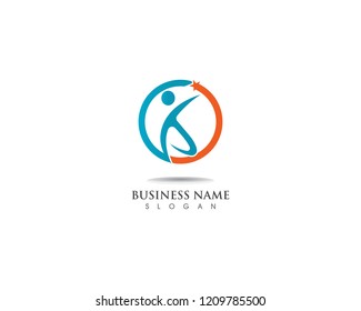 people logo active smart and vector happy care